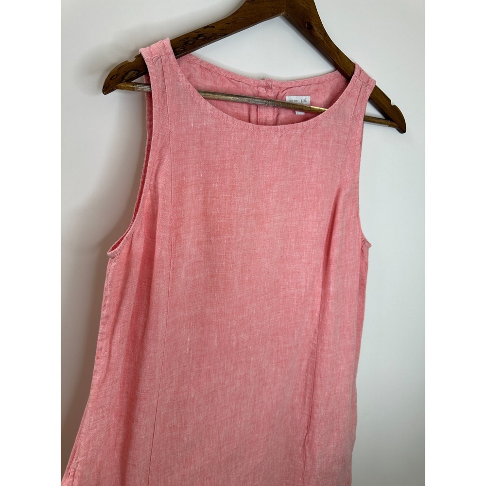 J. Jill Love Linen Shift Dress Pockets Sleeveless Button Bottom Coral Medium - Picture 4 of 11